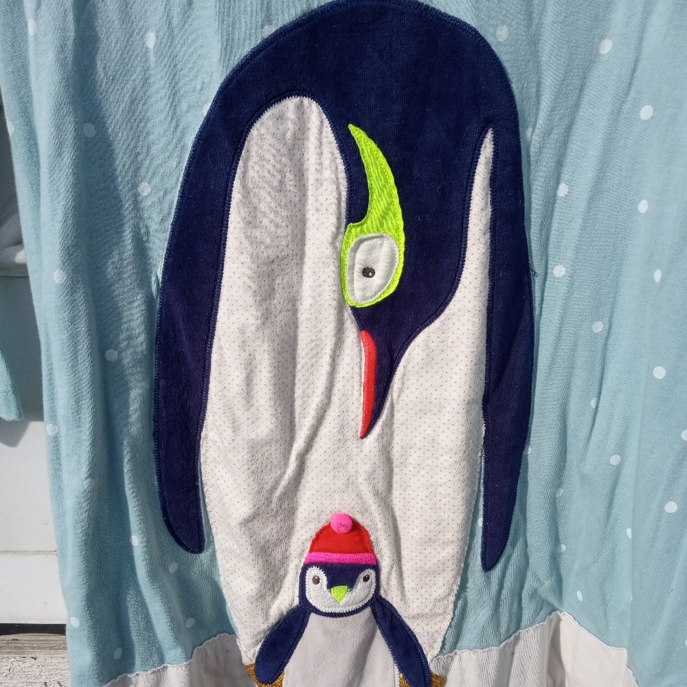 Mini Boden Ice Blue Penguin Mama and Baby Dress